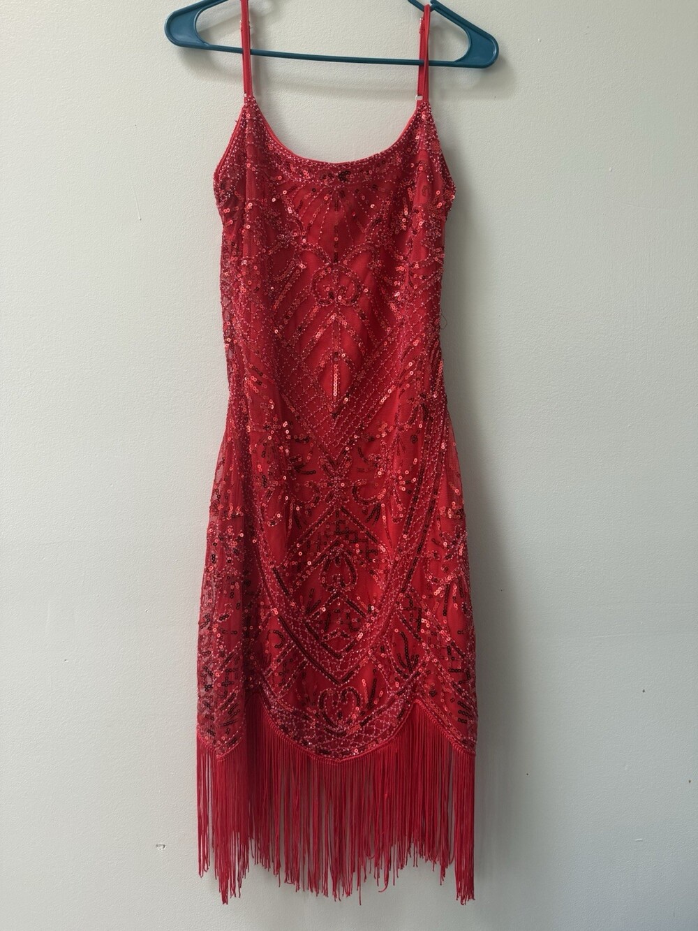 Spirit Red Sequin Speakeasy 1920s Flapper Beaded Fringe Cocktail Costume Medium